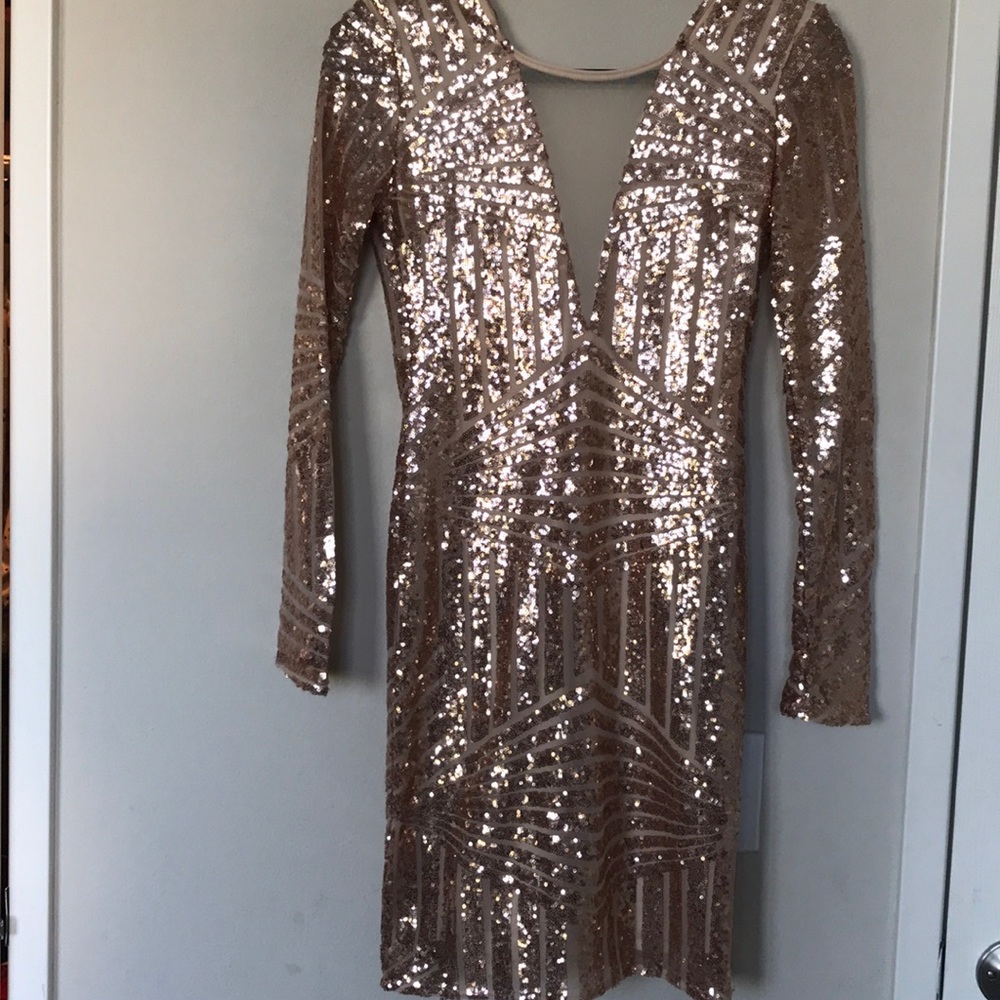 Rose Gold & Nude Sequins Dress